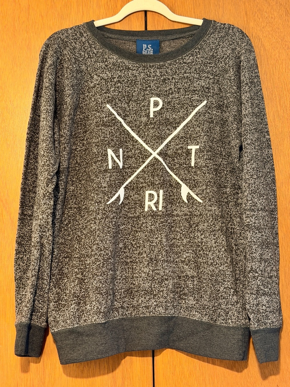 P.S. Gear Division Gray Marled Arrow Graphic Sweatshirt Large